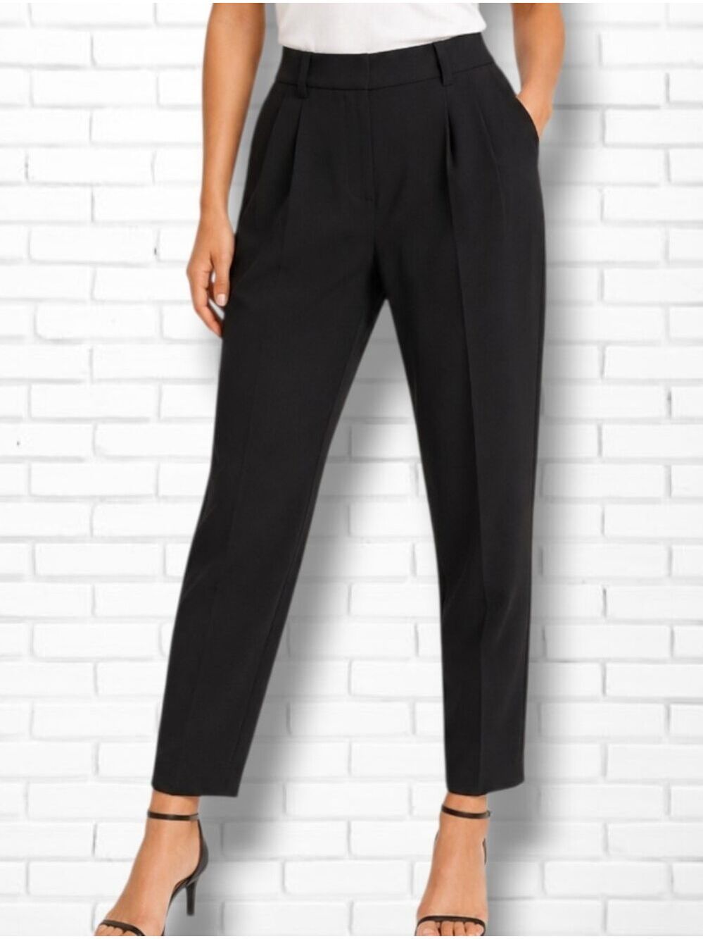 RW&CO Black High Rise Pleated Trouser Pants Size 14 NWT